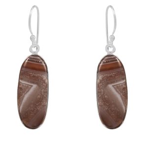 Botswana Lace Agate 1.5" Sterling Silver Earring 925 (RS109-138)