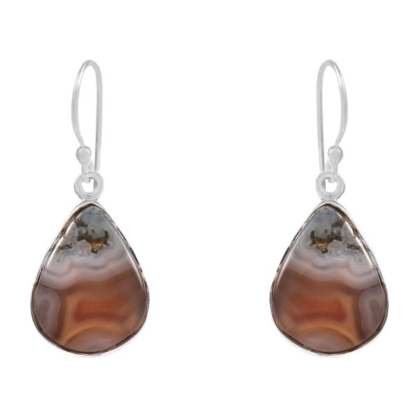 Botswana Lace Agate 1.25" Sterling Silver Earring 925 (RS109-127)