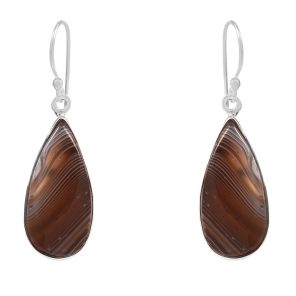 Botswana Lace Agate 1.25" Sterling Silver Earring 925 (RS109-129)