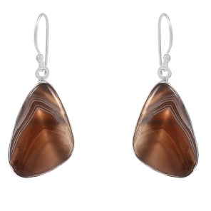 Botswana Lace Agate 1.5" Sterling Silver Earring 925 (RS109-163)