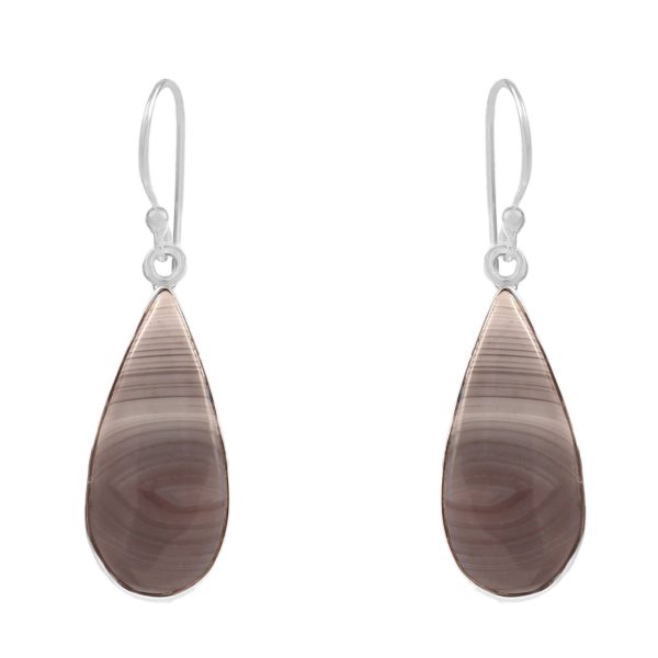 Botswana Lace Agate 1.5" Sterling Silver Earring 925 (RS109-131)