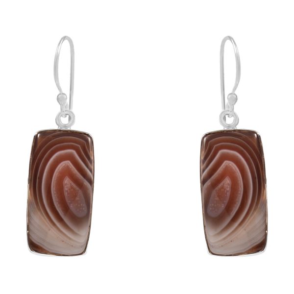 Botswana Lace Agate 1.5" Sterling Silver Earring 925 (RS109-155)
