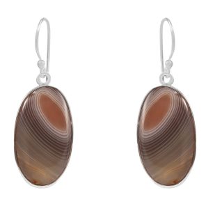 Botswana Lace Agate 1.5" Sterling Silver Earring 925 (RS109-139)