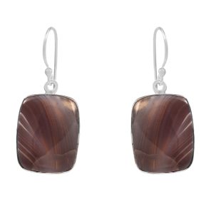 Botswana Lace Agate 1.5" Sterling Silver Earring 925 (RS109-156)