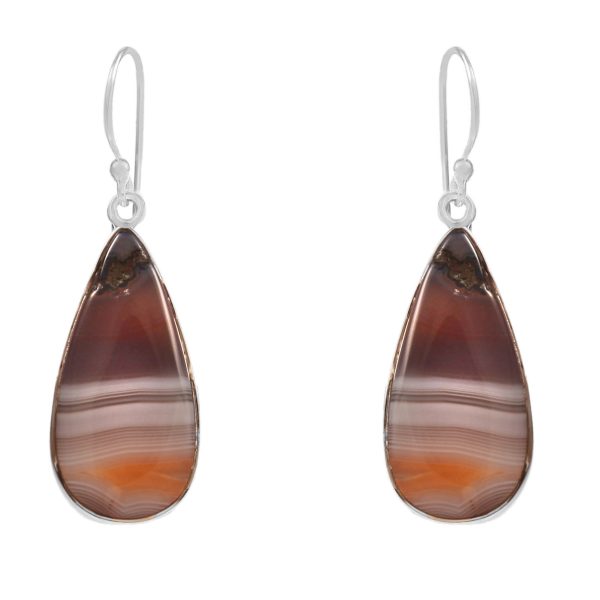 Botswana Lace Agate 1.5" Sterling Silver Earring 925 (RS109-112)