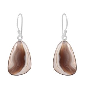 Botswana Lace Agate 1.5" Sterling Silver Earring 925 (RS109-115)