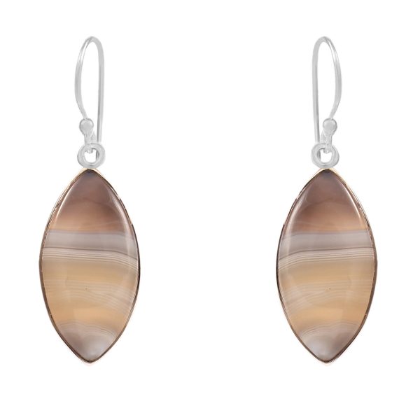 Botswana Lace Agate 1.5" Sterling Silver Earring 925 (RS109-116)