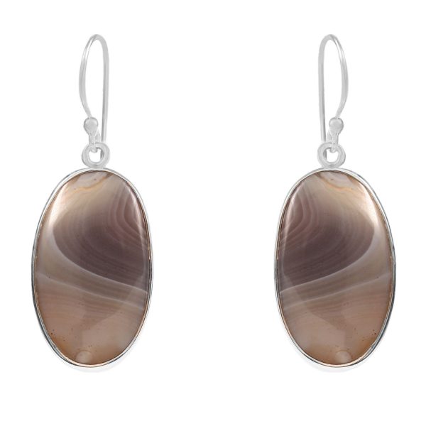 Botswana Lace Agate 1.5" Sterling Silver Earring 925 (RS109-117)