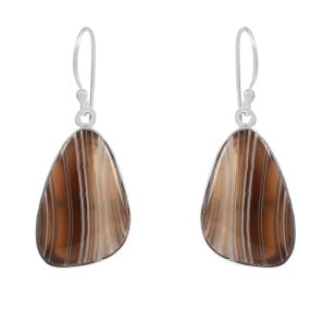 Botswana Lace Agate 1.5" Sterling Silver Earring 925 (RS109-118)