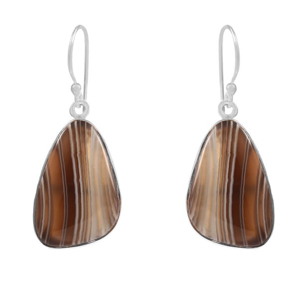 Botswana Lace Agate 1.5" Sterling Silver Earring 925 (RS109-118)