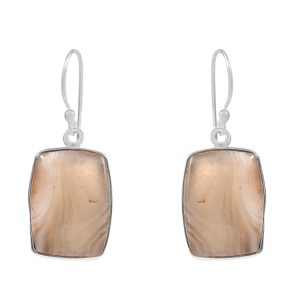 Botswana Lace Agate 1.5" Sterling Silver Earring 925 (RS109-157)