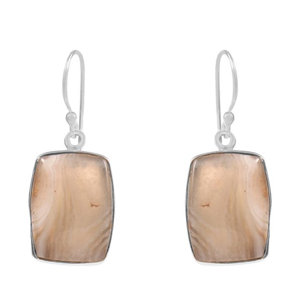 Botswana Lace Agate 1.5" Sterling Silver Earring 925 (RS109-157)
