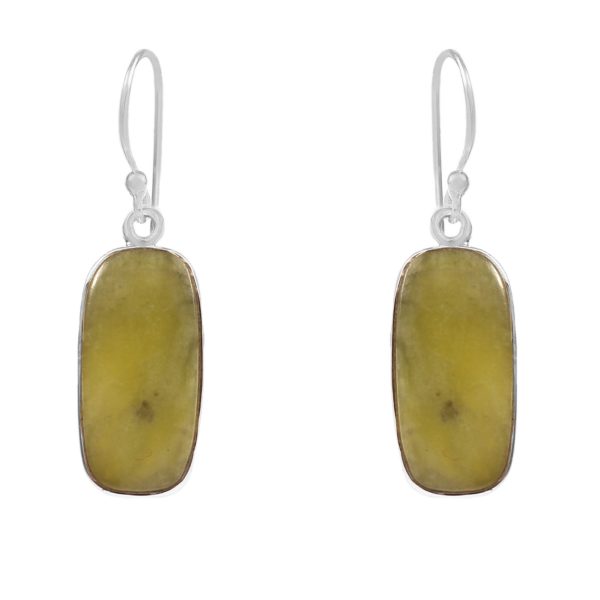 Serpentine 1.25" Sterling Silver Earring 925 (REXT46-53)