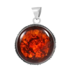 Amber 1.25" Sterling Silver Pendant 925 (RS112-95)
