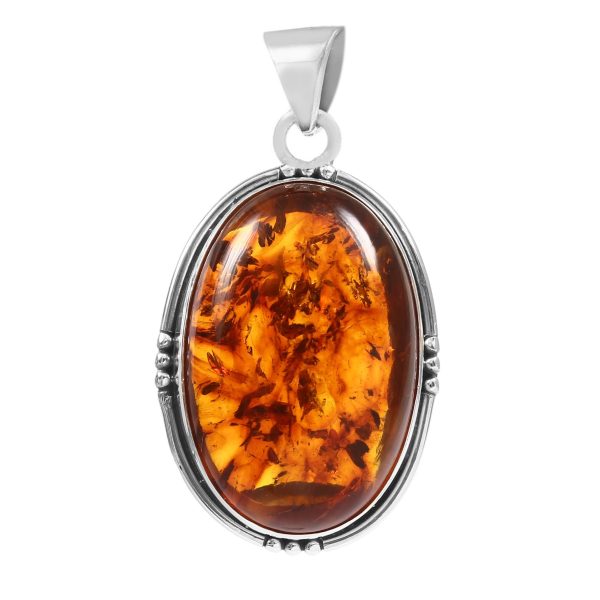 Amber 1.6" Sterling Silver Pendant 925 (RS112-99)