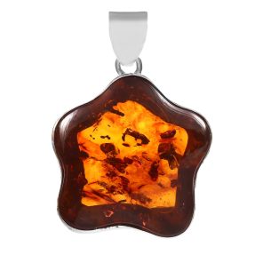 Amber 1.3" Sterling Silver Pendant 925 (RS112-85)