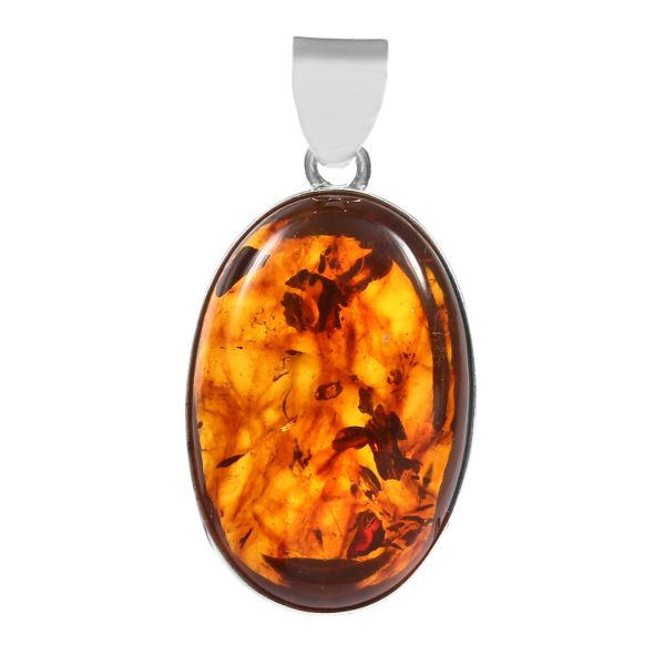 Amber 1.5" Sterling Silver Pendant 925 (RS112-84)