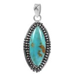 Kingman Turquoise 1.5" Sterling Silver Pendant 925 (RS110-153)