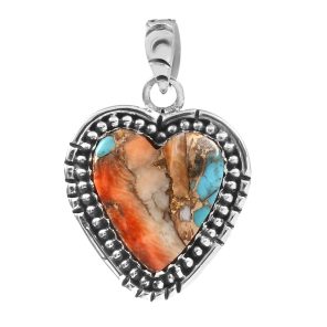 Spiny Oyster Turquoise 1.25" Sterling Silver Pendant 925 (RS110-144)