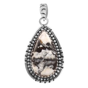 White Buffalo Turquoise 1.5" Sterling Silver Pendant 925 (RS110-148)
