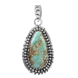 Kingman Turquoise 1.25" Sterling Silver Pendant 925 (RS110-161)