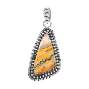 Bumble Bee Jasper 1.4" Sterling Silver Pendant 925 (RS110-151)