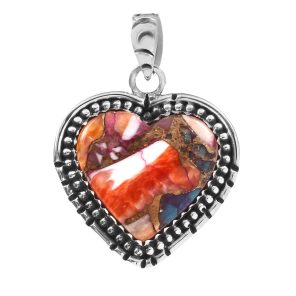 Spiny Oyster Turquoise 1.25" Sterling Silver Pendant 925 (RS110-145)