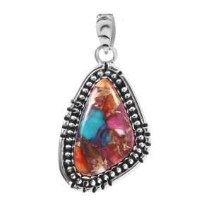 Spiny Oyster Turquoise 1.25" Sterling Silver Pendant 925 (RS110-147)