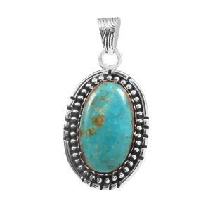 Kingman Turquoise 1.5" Sterling Silver Pendant 925 (RS110-158)