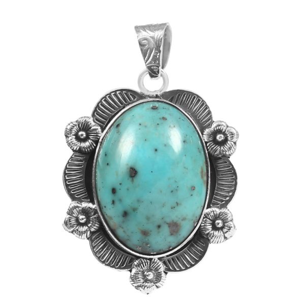 Morenci Turquoise 1.5" Sterling Silver Pendant 925 (RS111-71)