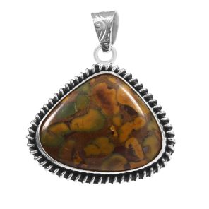 Fruit Jasper 1.5" Sterling Silver Pendant 925 (RS111-86)