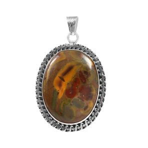 Fruit Jasper 1.75" Sterling Silver Pendant 925 (RS111-87)