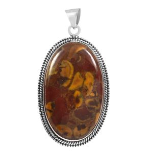 Fruit Jasper 2" Sterling Silver Pendant 925 (RS111-88)