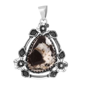 White Buffalo Turquoise 1.5" Sterling Silver Pendant 925 (RS111-23)