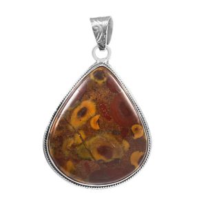 Fruit Jasper 1.6" Sterling Silver Pendant 925 (RS111-89)