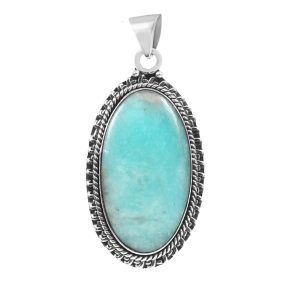 Peruvian Amazonite 1.75" Sterling Silver Pendant 925 (RS111-63)