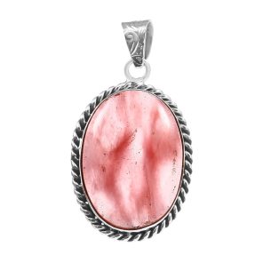 Strawberry Quartz 1.5" Sterling Silver Pendant 925 (RS111-8)