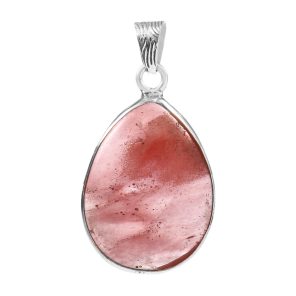 Strawberry Quartz 1.5" Sterling Silver Pendant 925 (RS111-16)