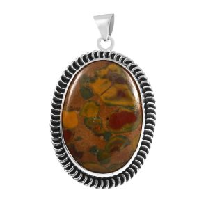 Fruit Jasper 1.9" Sterling Silver Pendant 925 (RS111-90)
