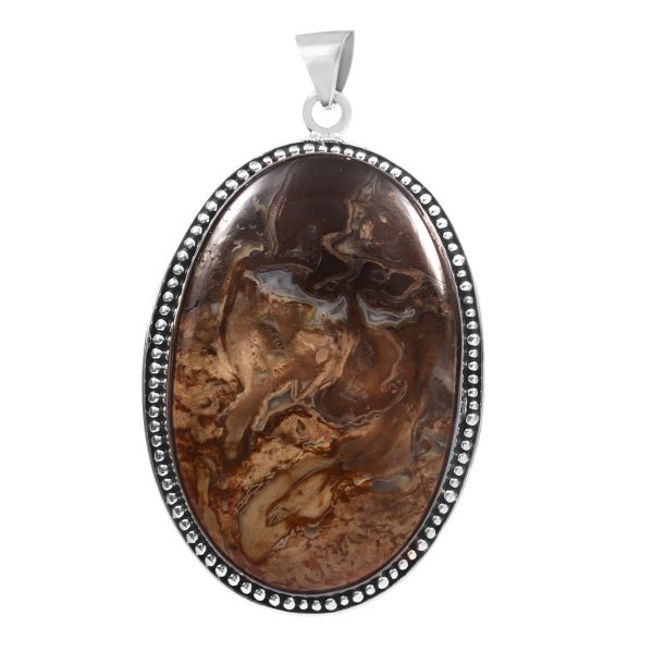 Plume Root Agate 2.5" Sterling Silver Pendant 925 (RS111-110)