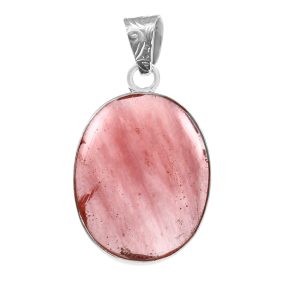 Strawberry Quartz 1.5" Sterling Silver Pendant 925 (RS111-17)