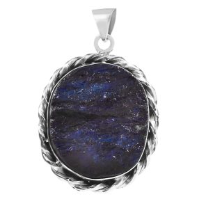 Blue Dyed Labradorite 1.5" Sterling Silver Pendant 925 (RS111-95)