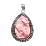 Strawberry Quartz 1.75" Sterling Silver Pendant 925 (RS111-10)