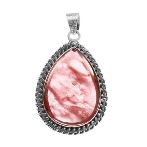 Strawberry Quartz 1.75" Sterling Silver Pendant 925 (RS111-10)