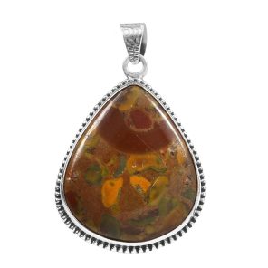 Fruit Jasper 1.75" Sterling Silver Pendant 925 (RS111-91)