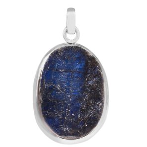 Blue Dyed Labradorite 1.5" Sterling Silver Pendant 925 (RS111-96)