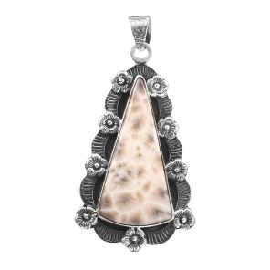 Natrolite (Pink Larimar) 2" Sterling Silver Pendant 925 (RS111-4)