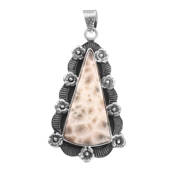 Natrolite (Pink Larimar) 2" Sterling Silver Pendant 925 (RS111-4)