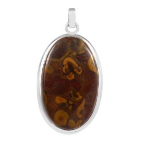 Fruit Jasper 2" Sterling Silver Pendant 925 (RS111-94)