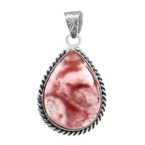 Strawberry Quartz 1.25" Sterling Silver Pendant 925 (RS111-13)